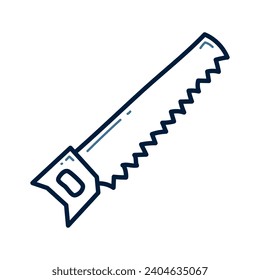 Hand drawn Hand saw doodle line illustration. Hand saw doodle icon vector.