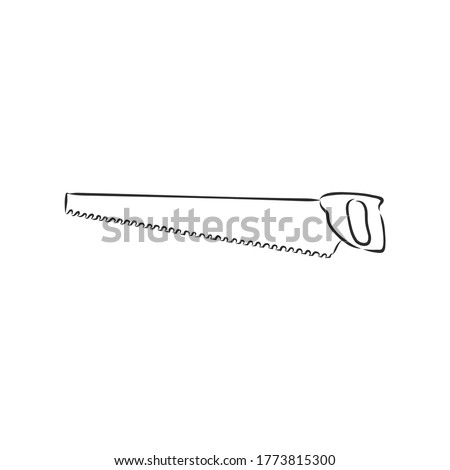 hand drawn saw. vector sawing tool. carpenter tool saw tool. sketch hand saw. hand saw vector sketch illustration