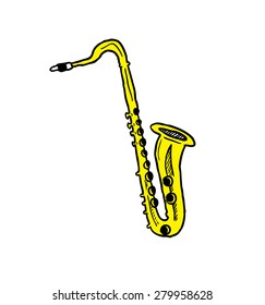hand drawn saxophone