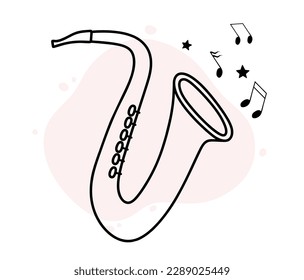 Hand drawn saxophone icon in doodle style