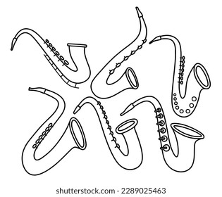 Hand drawn saxophone icon in doodle style