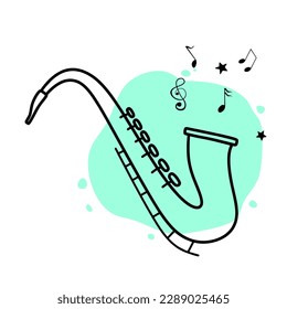Hand drawn saxophone icon in doodle style