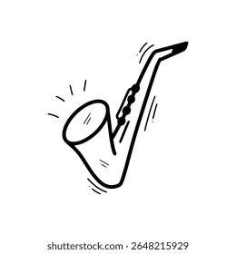 Ilustração De Saxofone Desenhado À Mão. Vetor Doodle. Isolado no plano de fundo branco - EPS 10 Vetor