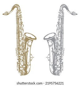 Handgezeichnete saxophone Musical Instrument Vektorgrafik
