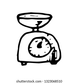 Hand Drawn scale doodle. Sketch style icon. Decoration element. Isolated on white background. Flat design. Vector illustration.