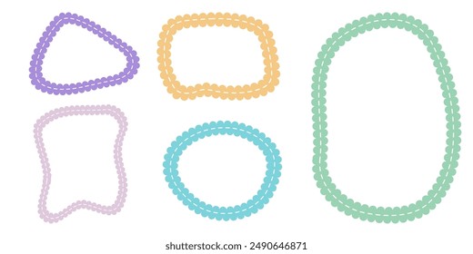 Hand drawn scalloped frames with dashed stitches.