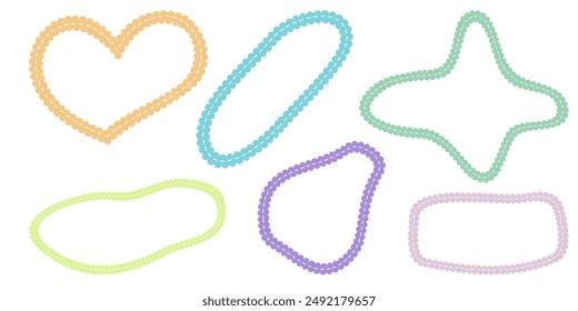 Hand drawn scalloped frames with dashed stitches.