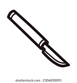 Hand Drawn scalpel in doodle style isolated on background