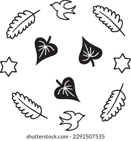 Hand drawn scandinavian botanical layout set