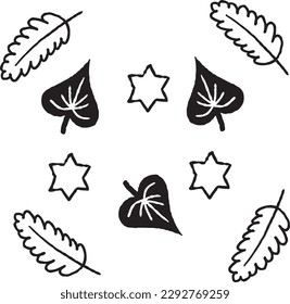 Hand drawn scandinavian botanical layout set