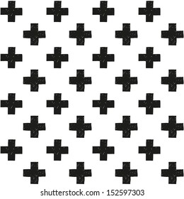 Hand drawn Scandinavian trend seamless pattern - black cross