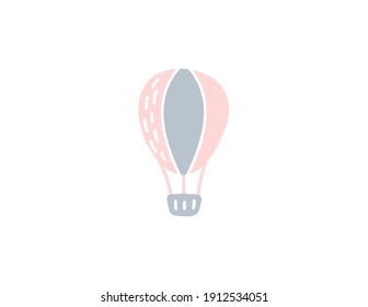 Globo de aire vector escandinavo dibujado a mano. Ilustración dibujada a mano para postal, textil o camiseta. Elemento nórdico del diseño.