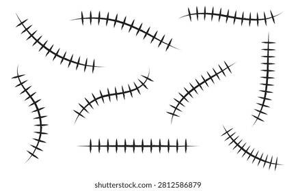 Hand drawn scar set. Stitches collection. Vector illustration . Vector Illustration . EPS 10 .