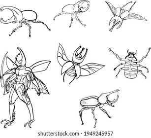 Hand drawn Scarlet beetle isolate on white background.