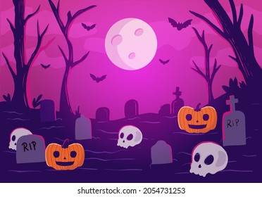 hand drawn scary halloween background vector illustration