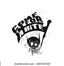 Hand drawn scary skeleton, tshirt design, text, tattoo, halloween, vector illustration
