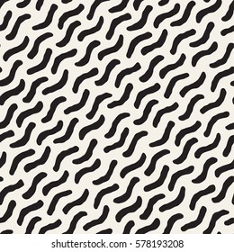 Hand Drawn Scattered Wavy Lines Monochrome Texture. Abstract Freehand Background Design. Vector Seamless Black and White Pattern. Hand Drawn Scattered Wavy Lines Monochrome Texture. Abstract Freehand Background Design. Vector Seamless Black and White Pattern.