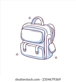 Hand drawn School backpack. Doodle Sketch Vector Illustration