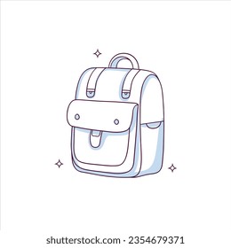 Hand drawn School backpack. Doodle Sketch Vector Illustration