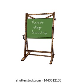 Hand drawn school board on vintage style, isolated on white background.