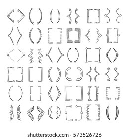 Hand drawn school brackets, doodle parenthesis, sketchy braces vector set. Drawing parenthesis or bracket, illustration of collection bracket for quote