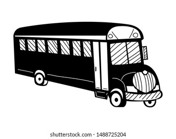 Hand drawn School Bus isolated on a white. Sketch. Vector illustration.