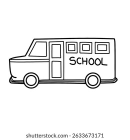 Hand drawn school bus vector illustration. Doodle school bus icon, simple style symbol. Back to school bus hand drawn icon