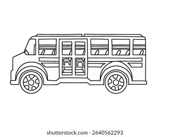 Hand drawn school bus vector. Back to school vehicle doodle. Education and travel icon
