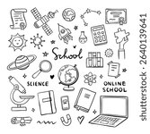 Hand drawn school clipart. Back to school vector set