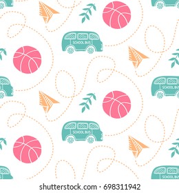 Hand drawn school doodles seamless pattern background. Vector illustration