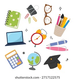 Dibujado a mano Escuela y Educación Doodle Clipart Set