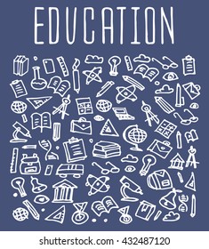 Hand drawn School education seamless logo