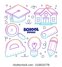 Hand drawn school element with gradient outline doodle style