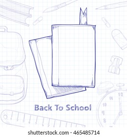 hand drawn of school equipment. back to school concept. back to school background.