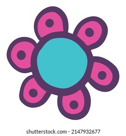 Handgezeichnete Schulblume einzeln auf weißem Hintergrund. Ein Paket von Liebe, Romantik und Leidenschaft für den Valentinstag. Romantisches Design-Element. Farbige Illustration für Ihr Design