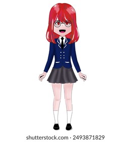 hand drawn school girl vector illustration