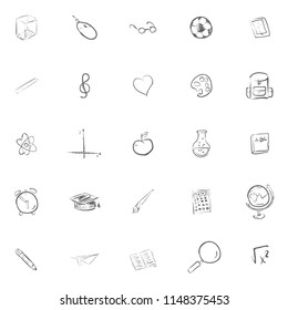 Hand drawn school icons set. Vector illustration.