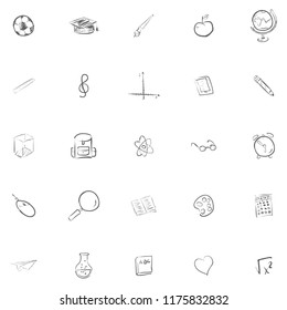 Hand drawn school icons set. Vector illustration.