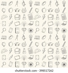 Hand drawn school icons set. Vector illustration.