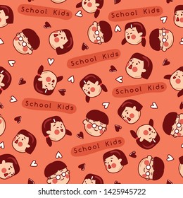 Hand drawn school kids illustration  : Seamless Pattern 