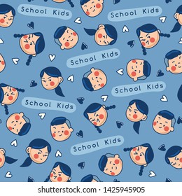 Hand drawn school kids illustration  : Seamless Pattern 