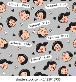 Hand drawn school kids illustration  : Seamless Pattern 