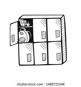 Hand drawn School Locker isolated on a white. Sketch. Vector illustration.