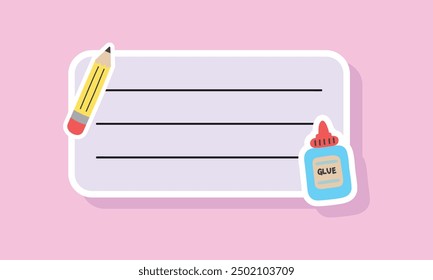 Hand drawn school notebook labels. Vector illustration