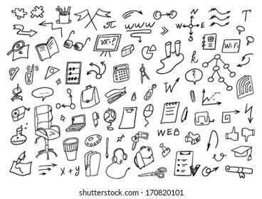 Hand drawn school set