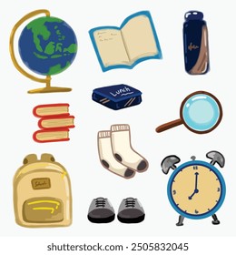 hand drawn school stationery clip art 2