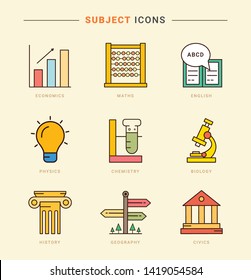 Hand Drawn School Subjects Icons Doodles for Education - Vector