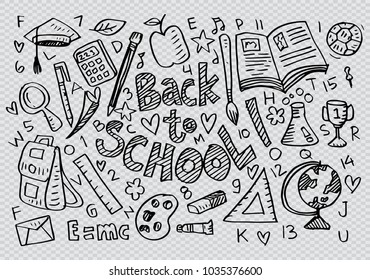 Hand drawn school supplies