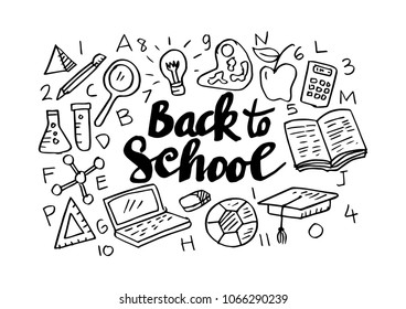 Hand drawn school supplies