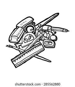 hand drawn school supplies